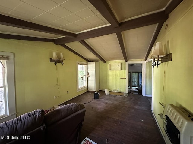 417 Boulevard St, Lexington, MS 39095 - living room featuring heating unit and dark wood-type flooring