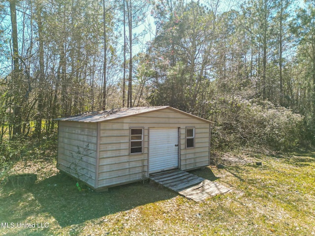 view of shed