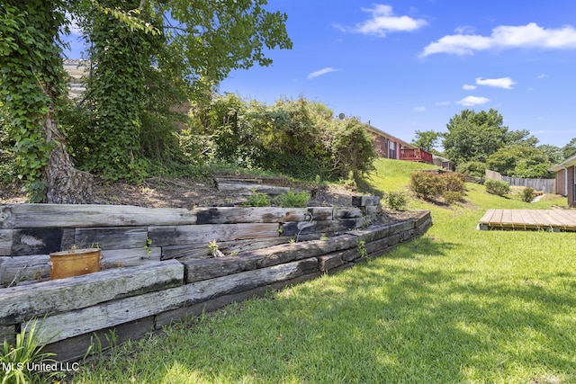 1013 Brashears Pt, Ridgeland, MS 39157 - view of green lawn with a wooden deck