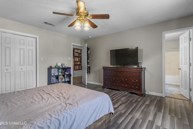 10510 Steeplechase Dr, Gulfport, MS 39503 - bedroom with wood finished floors, a closet, and ceiling fan