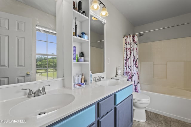 10510 Steeplechase Dr, Gulfport, MS 39503 - bathroom featuring shower / tub combo with curtain, double vanity, and tile patterned flooring