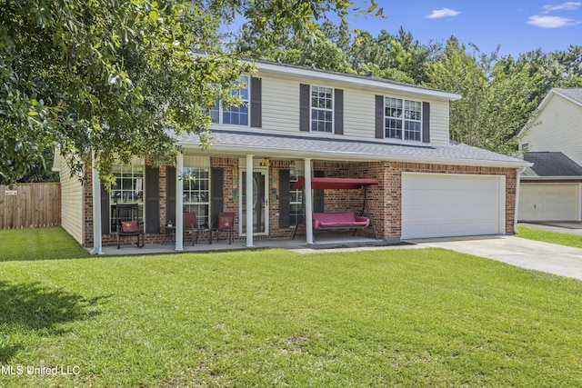 10510 Steeplechase Dr, Gulfport, MS 39503 - view of front facade featuring driveway, covered porch, brick siding, roof with shingles, and an attached garage
