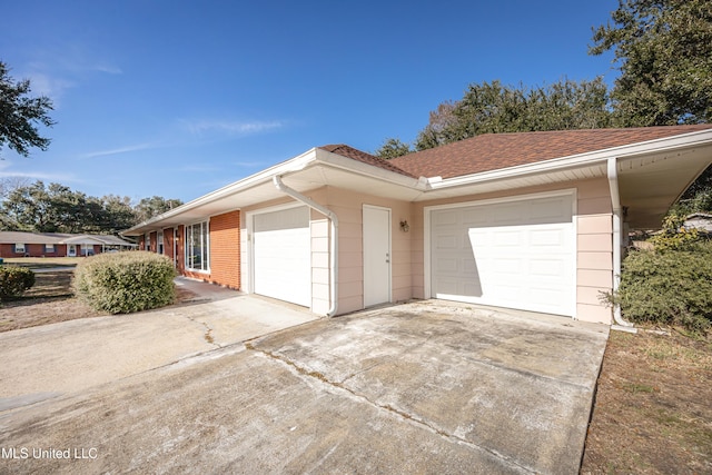 exterior space featuring a garage