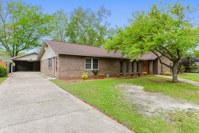 43 Greenbriar Dr, Gulfport, MS 39507 - ranch-style home featuring driveway, a front yard, brick siding, and roof with shingles