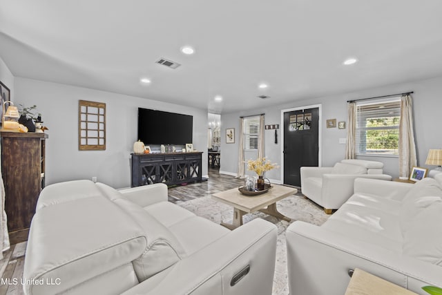 living room featuring light hardwood / wood-style flooring