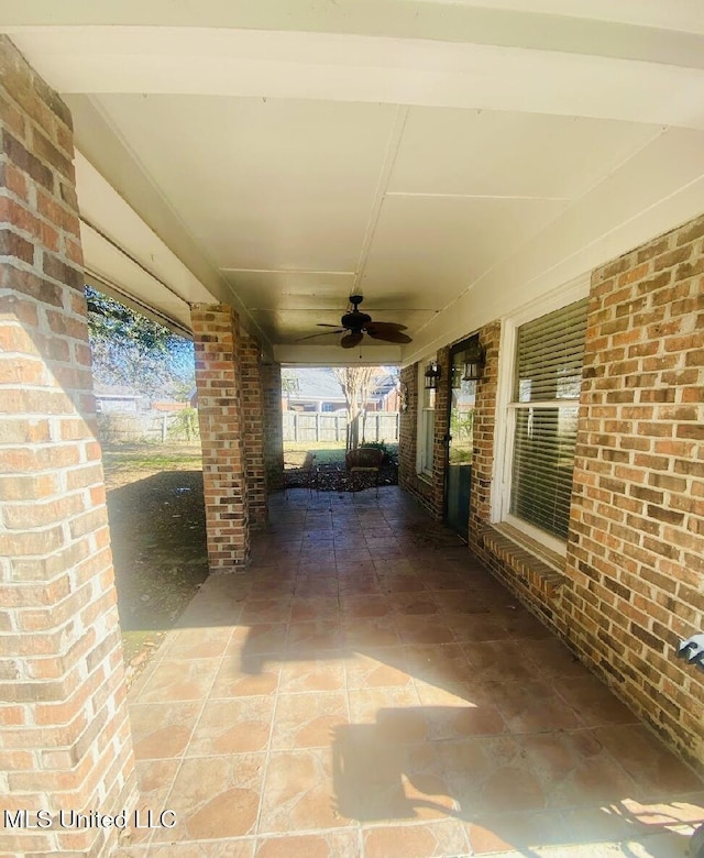 view of patio / terrace featuring a ceiling fan