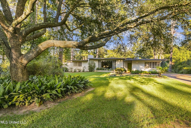 view of front facade with a front yard