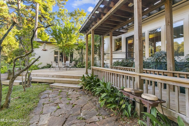 view of patio featuring a deck