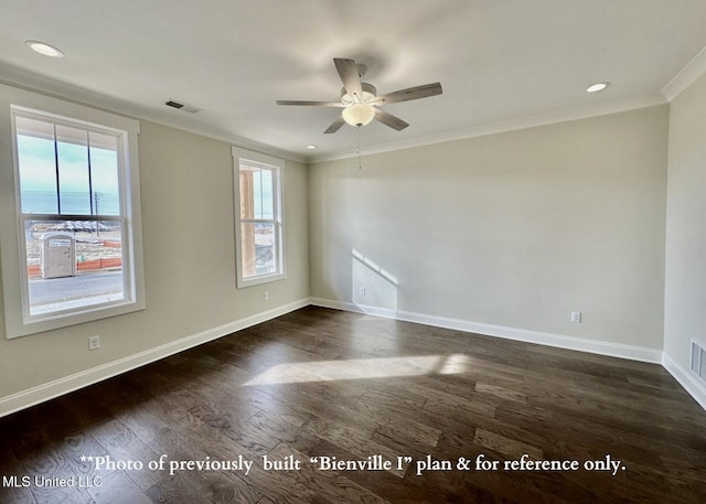 6674 Montclair Ave, Southaven, MS 38672 - unfurnished room featuring crown molding, ceiling fan, baseboards, and plenty of natural light