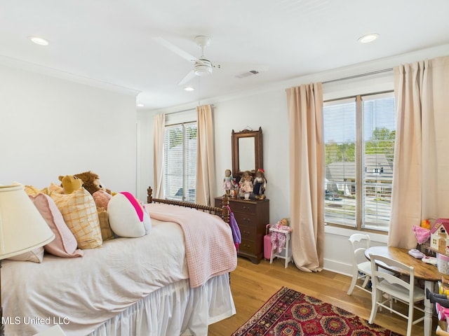 103 Honours Ln, Madison, MS 39110 - bedroom with crown molding, visible vents, light wood-type flooring, and recessed lighting