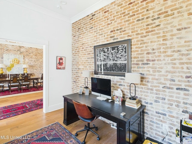 103 Honours Ln, Madison, MS 39110 - office featuring brick wall, crown molding, and wood finished floors