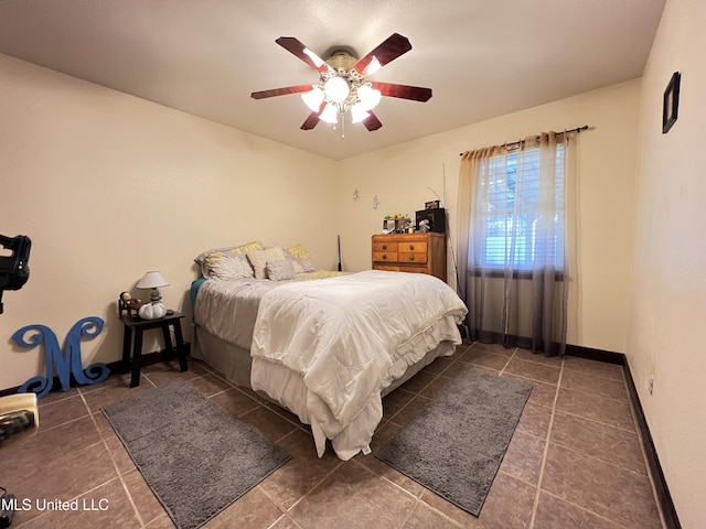 bedroom featuring ceiling fan