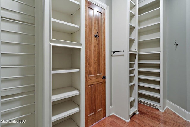 spacious closet with wood finished floors