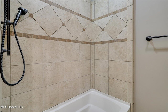 full bath featuring a shower and a tub to relax in