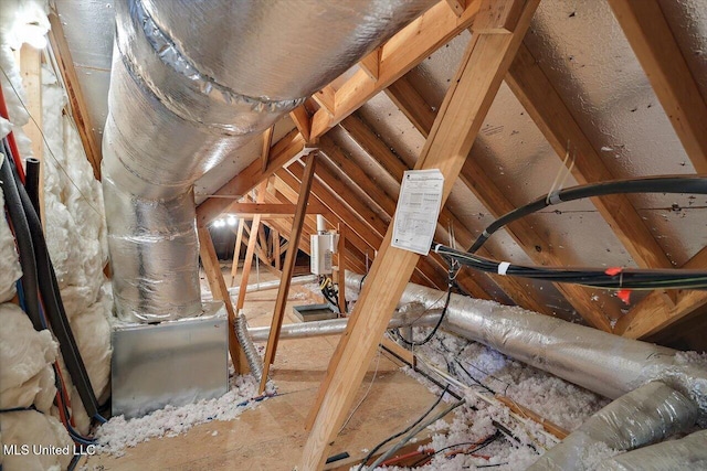 view of unfinished attic