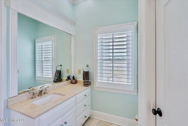 bathroom featuring vanity and tile patterned flooring