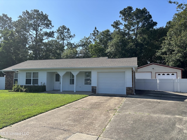 126 Faust Dr, Gulfport, MS 39503 - ranch-style home featuring a porch, a garage, driveway, and roof with shingles