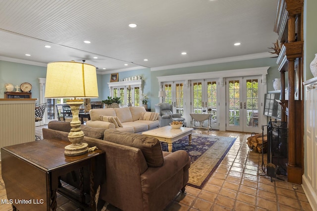 315 N St, Lexington, MS 39095 - living area with ornamental molding, french doors, and recessed lighting