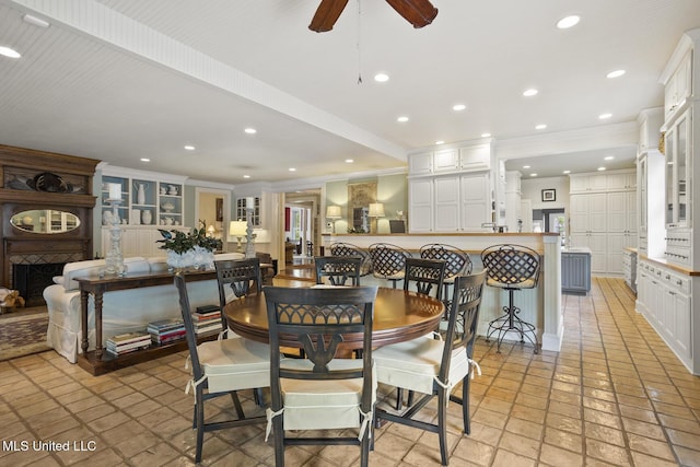 315 N St, Lexington, MS 39095 - dining space with ceiling fan, recessed lighting, and crown molding
