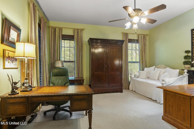 315 N St, Lexington, MS 39095 - home office with ceiling fan and light carpet