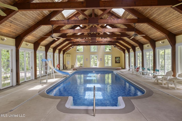 315 N St, Lexington, MS 39095 - indoor pool featuring a water slide and ceiling fan