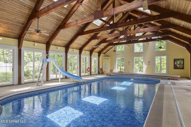 315 N St, Lexington, MS 39095 - indoor pool featuring a ceiling fan and a water slide