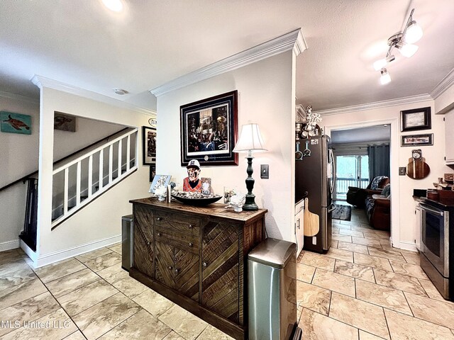291 Highpoint Dr Unit 291, Diamondhead, MS 39525 - corridor with crown molding and stairway