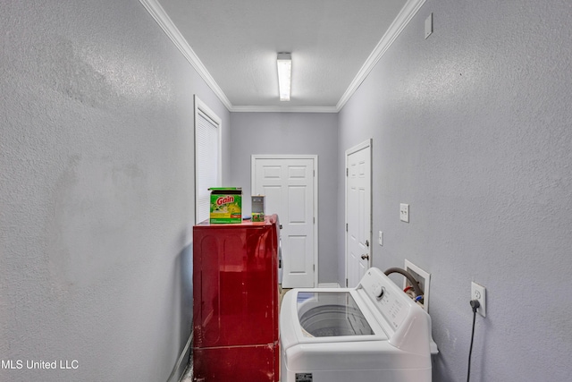 washroom featuring washer and dryer and crown molding