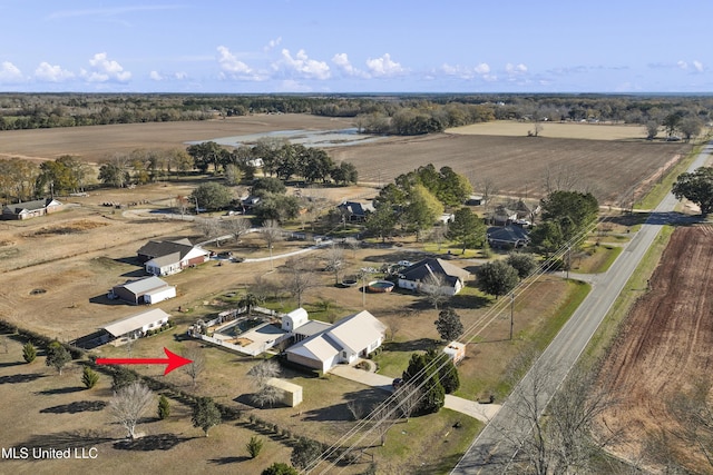 aerial view with a rural view