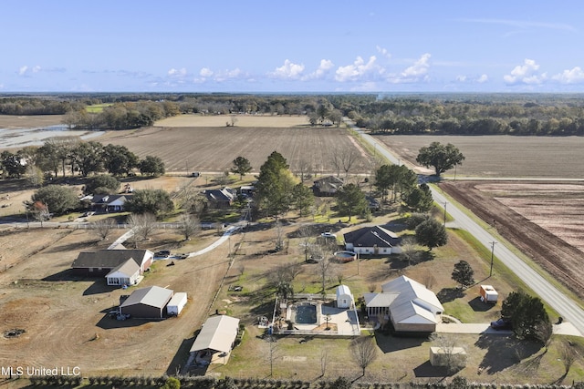 aerial view with a rural view