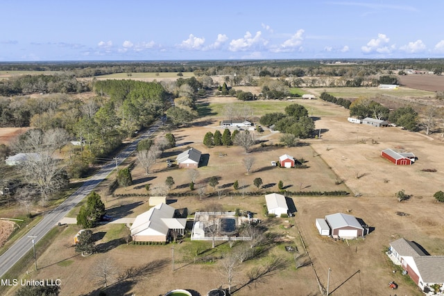 bird's eye view featuring a rural view