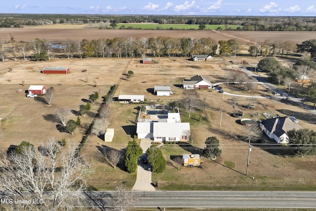 drone / aerial view with a rural view