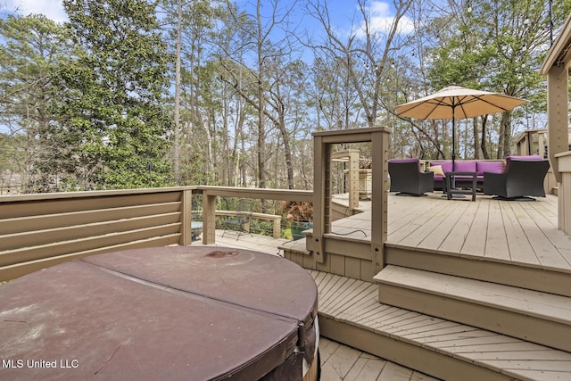 deck with an outdoor hangout area