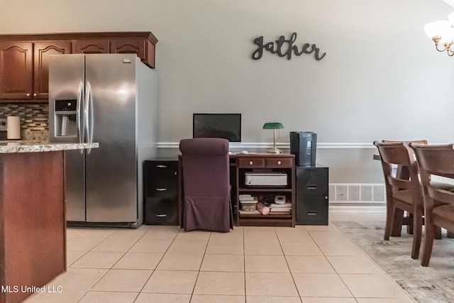 view of tiled home office