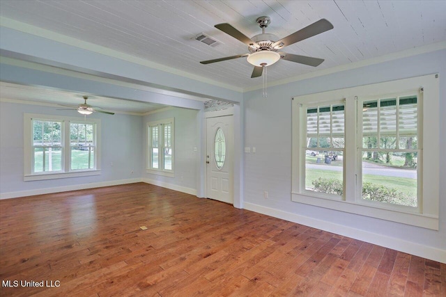 873 SCR 142, Morton, MS 39117 - foyer entrance with a ceiling fan, wood finished floors, and crown molding