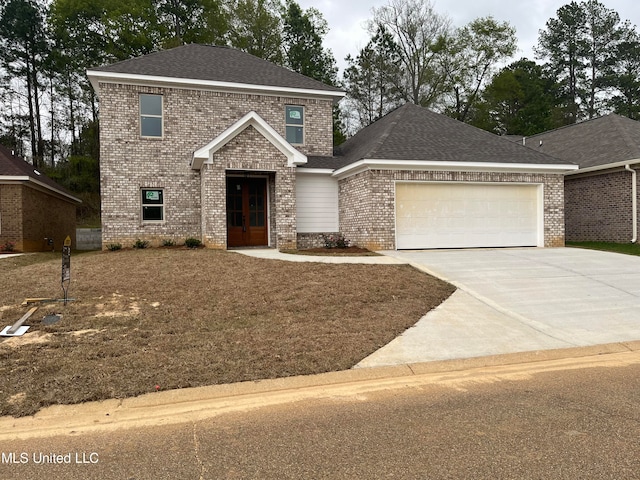 view of front of house with a garage