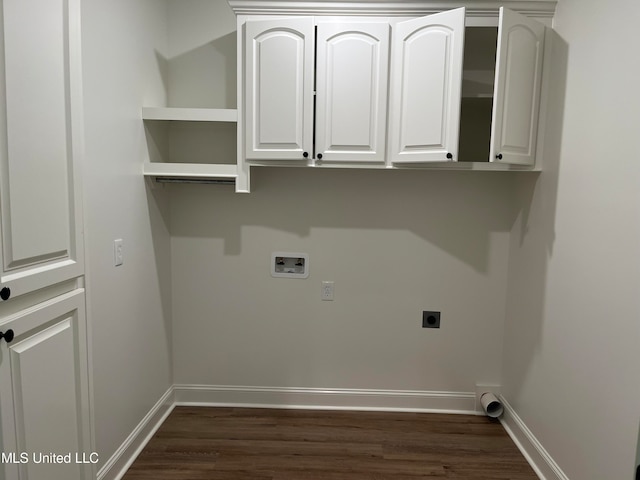 laundry area featuring hookup for an electric dryer, dark hardwood / wood-style floors, and hookup for a washing machine