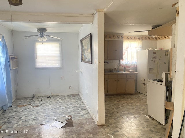 810 S Edwards Ave, Clarksdale, MS 38614 - interior space with tile patterned floors, a wall mounted AC, and a ceiling fan
