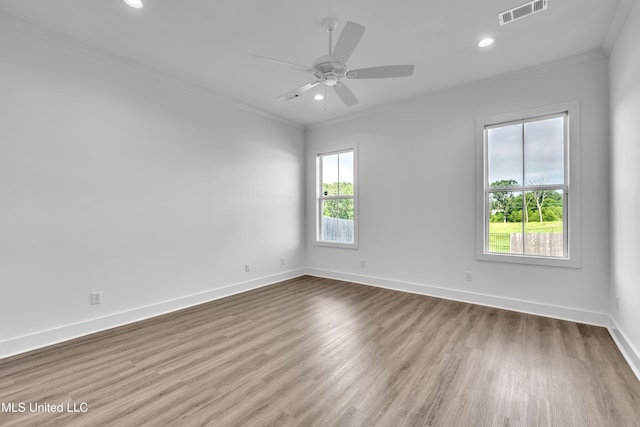 202 Crestwood Pl, Madison, MS 39110 - spare room with crown molding, wood finished floors, recessed lighting, and ceiling fan
