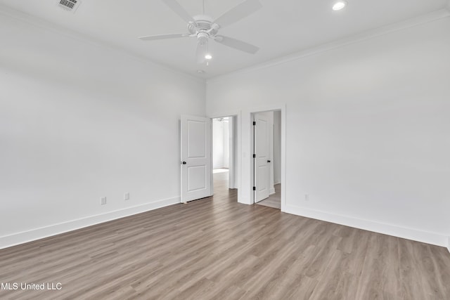202 Crestwood Pl, Madison, MS 39110 - unfurnished room with ornamental molding, a ceiling fan, wood finished floors, and recessed lighting