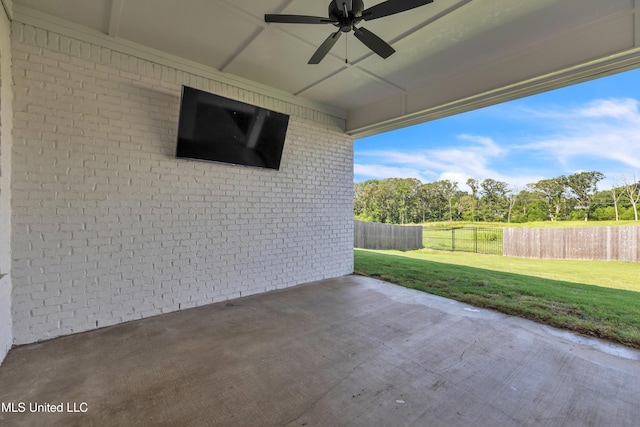 202 Crestwood Pl, Madison, MS 39110 - fenced backyard featuring a patio area and a ceiling fan
