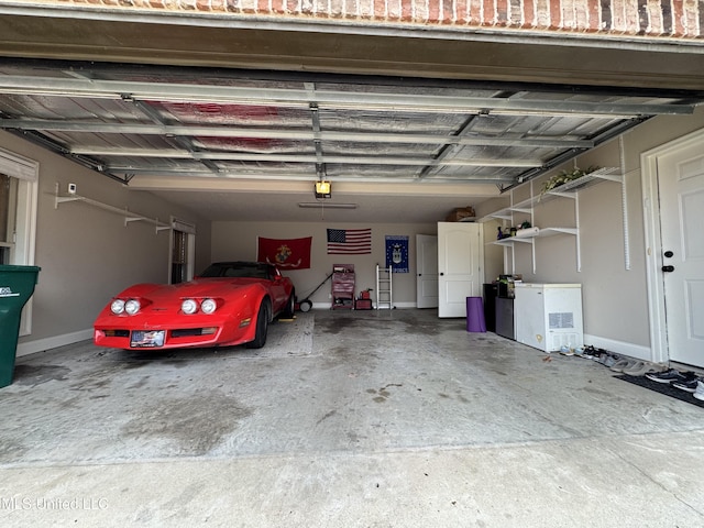 garage with a garage door opener