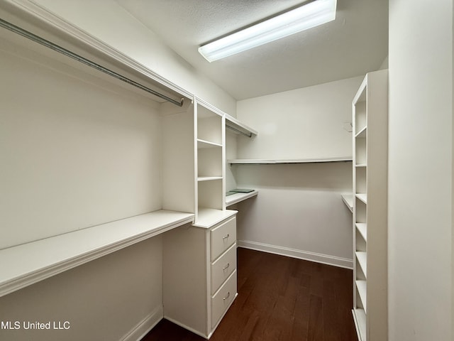 302 Bedford Ct, Brandon, MS 39047 - walk in closet with dark wood-style floors and built in desk