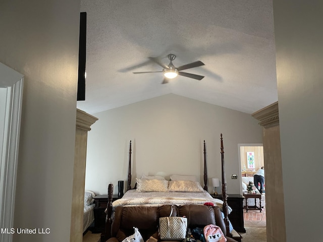 5 Lombardy Rd, Drew, MS 38737 - bedroom featuring ceiling fan, vaulted ceiling, and a textured ceiling