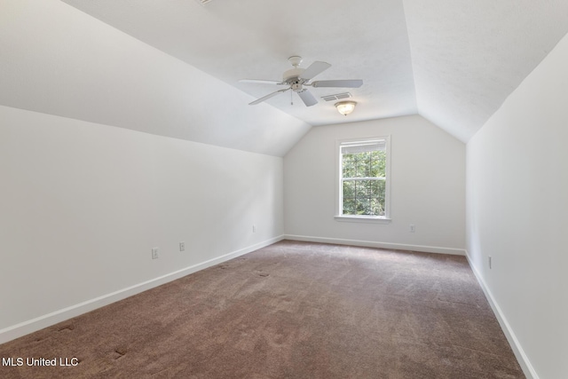 52 Eastgate Dr, Brandon, MS 39042 - bonus room featuring carpet flooring, lofted ceiling, and a ceiling fan