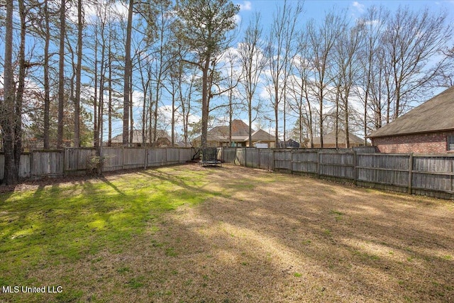 view of yard featuring a fenced backyard