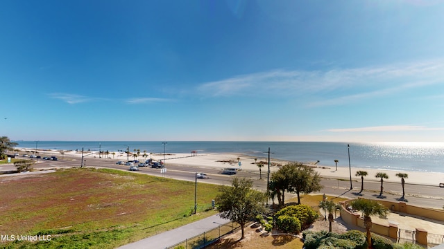 property view of water with a beach view