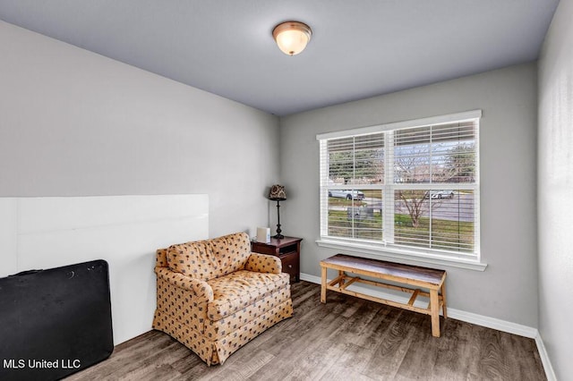 sitting room featuring baseboards and wood finished floors