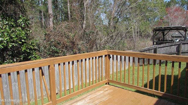 deck with a lawn