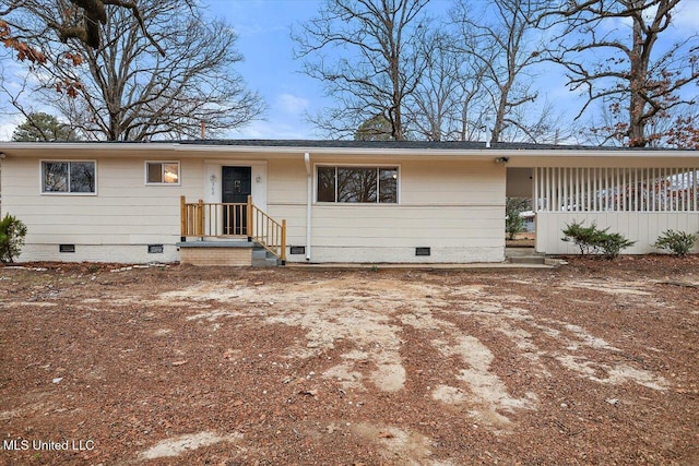 ranch-style house with crawl space